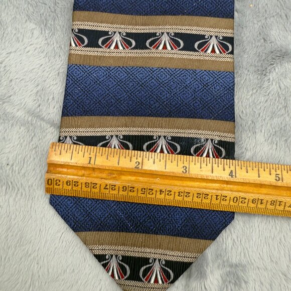 Evan-Picone Abstract Men’s Necktie Blue and Gold 100% Silk Length 58" - Picture 5 of 8
